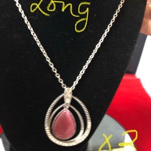 Pink cateye stone necklace